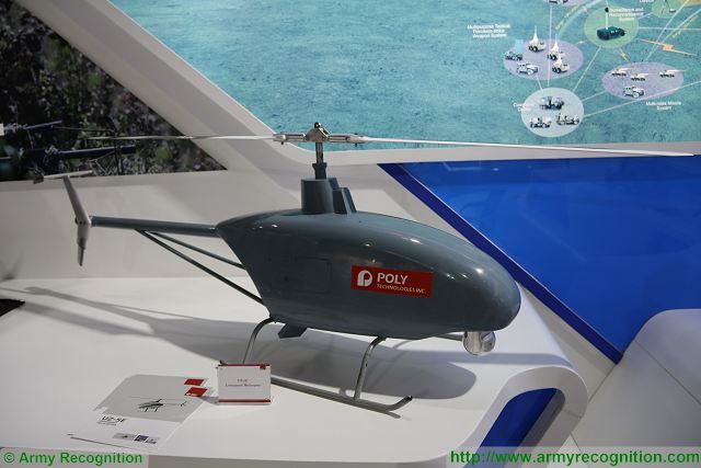 The Chinese Company Poly Defence showcases latest innovations of UAVs (Unmanned Aerial Vehicle) including its new UZ-5E unmanned helicopter at IDEAS 2016. Poly Defence is a large-scaled Chinese defense company authorized by the central Government of China for the import and export of all ranges of defense equipments for Army, Navy, Air Force, police and anti-terrorism. 