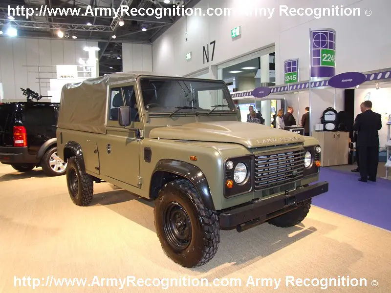 Land Rover Defender 110 light wheeled army military vehicle DSEI 2007