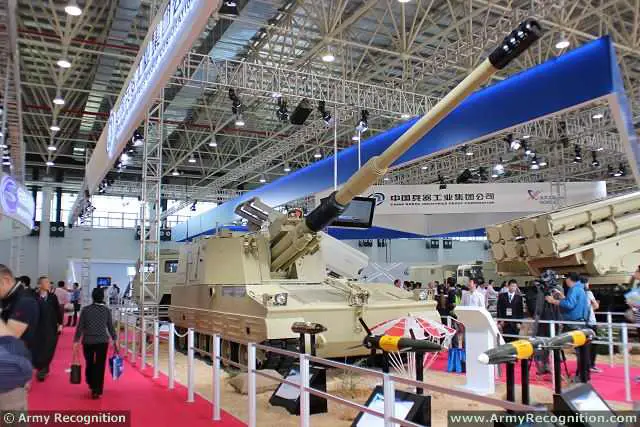 PLZ52 155mm self-propelled howitzer at AirShow China 2014 in Zhuhai, China. 