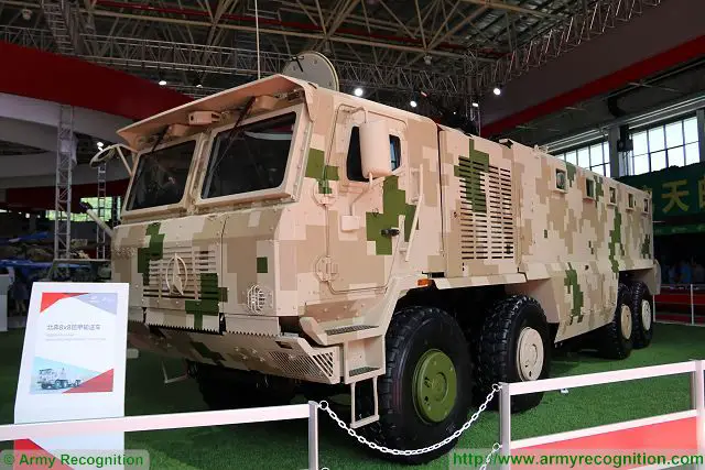 At Zhuhai AirShow 2016, the Chinese defense Company NORINCO unveils the new heavy truck personnel carrier Beiben Kaijia based on an 8x8 military truck chassis from the Chinese truck manufacturer Beiben. 