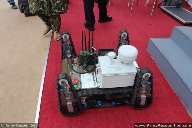 At Defexpo 2014, the Indian Defense Compnay Hi-Tech Robotic Systemz presents its new CBRN Mini UGV Unmanned Ground Vehicle especially designed to perform missions in CBRN (Chemical, Biological, Radiological & Nuclear) environment. 