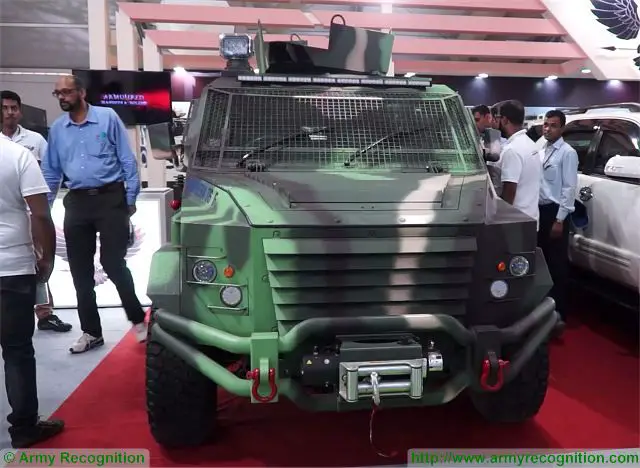 At DefExpo 2016, the Indian-based Company MSPV (Minerva Special Purpose Vehicle) that specializes in armored vehicles is showcasing a Toyota Fortuner, a Toyota Innova with ballistic protection and its light protected 4x4 armoured vehicle Panthera.