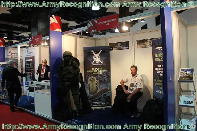 At DSA 2012 Defence Exhibition in Kuala Lumpur, the British Company Typhoon will be showing a range of amphibious dry bags which will include the waterproof rucksack. The rucksack is made from a tri-laminate texturised polyester Kevlar composite material and is available in the following sizes; 120, 170 & 225 litres.