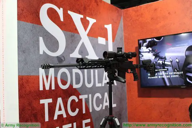 The Austrian Company Ritter & Stark, a new firearms manufacturer with production facility based in Bären Industriepark in Feistritz im Rosental presents its new SX-1 modular tactical rifle at DSA 2016, Defence Services Asia Exhibition in Kuala Lumpur, Malaysia. 