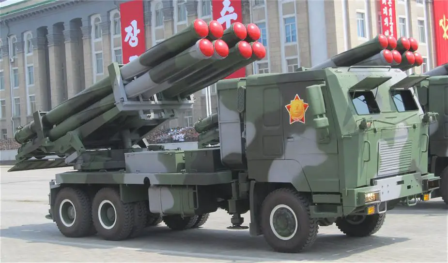 KN 09 upgrade 300mm MLRS Multiple Launch Rocket System North Korea army military parade 001