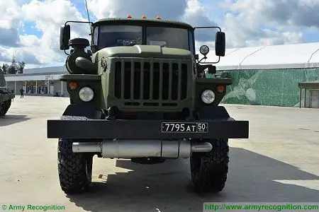 BM 21 multiple rocket launcher system Ural Truck 375D 6x6 Russia Russian army front view 450 001
