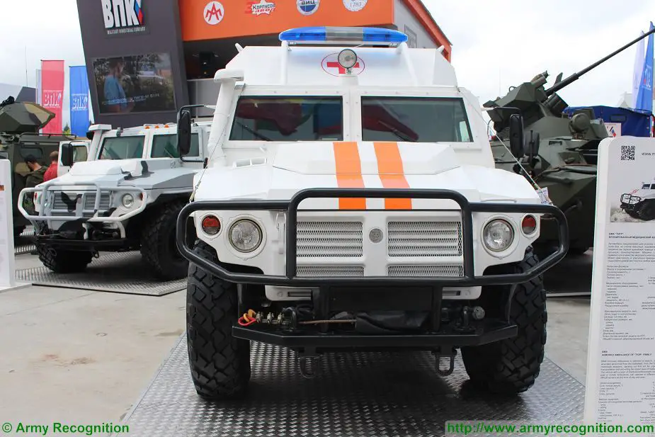 The Military Industrial Company (VPK Company) has created a medical version of the Tiger-M 4x4 armored combat vehicle capable of protecting the crew against 7.62 mm bullets, said Alexander Krasovitsky, the company director general, at the International Military Technical Forum, Army-2017 forum which takes place in the Patriotic Park, near Moscow, Russia.