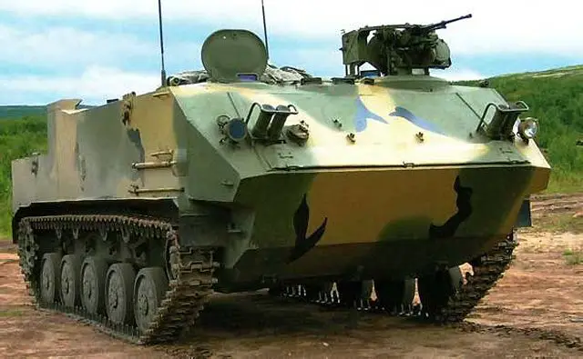 The BTR-MD Rakushka is a Russian-made airborne multi-role armoured vehicle designed and manufactured by the Company VMK Volgogradsky Tractor Plant. The vehicle is based on the chassis of the airborne tracked armoured infantry fighting vehicle BMD-3, but without turret and with a bigger hull.