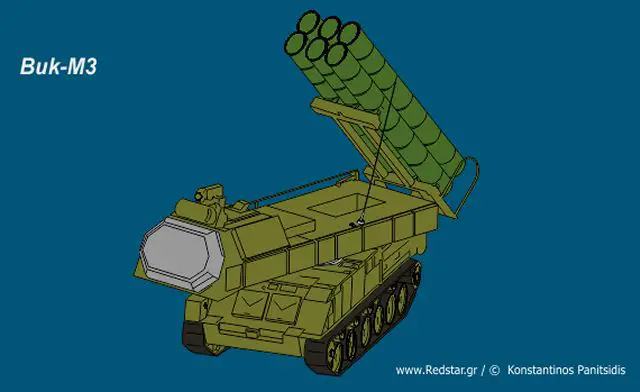Buk M3 SA 17 medium range air defense missile system Russia Russian defense industry line drawing blueprint 001