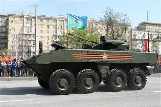 Boomerang BTR wheeled 8x8 armoured vehicle personnel carrier Russia Russian defence industry left side view 003