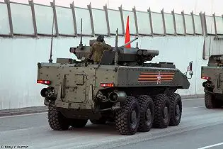 Boomerang BTR wheeled 8x8 armoured vehicle personnel carrier Russia Russian defence industry rear side view 003