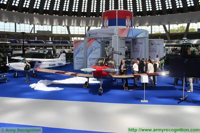 Sova trainer light attack aircraft Partner 2015 fair armament military equipment defens exhibition Serbia Belgrade 640 001