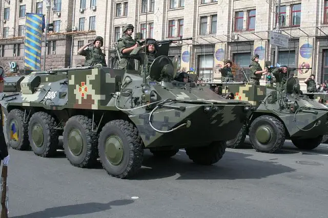 BTR-3M2 120mm mortar carrier at military parade in Kiev, Ukraine