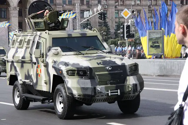 Ukrainian army KRAZ Cougar 4x4 APC at military parade for Independence Day 2014.