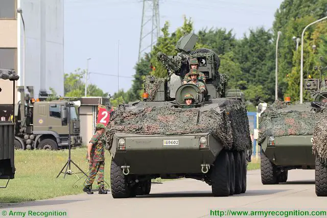 Belgian Army DF-90 fire support vehicle with 90mm cannon based on Piranha IIIC 8x8 armoured vehicle