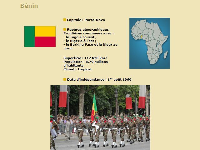 Bénin armée béninoise Benin Beninese army pictures photos images France French 14 july juillet 2010 parade bastille day défilé militaire national day Paris