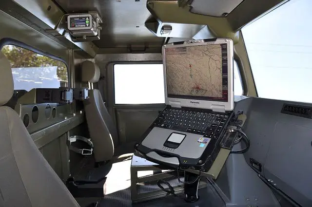TECHFIRE Expal inside URO Vamtac light wheeled vehicle equipped with EIMOS Integrated Mortar System