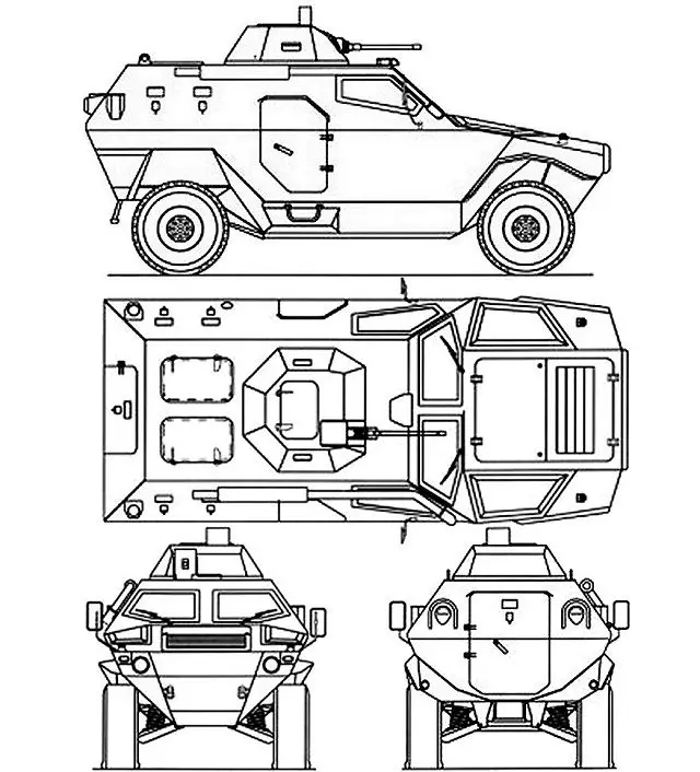Cobra Otokar light wheeled armoured vehicle personnel carrier Turkish Army Turkey line drawing blueprint 002