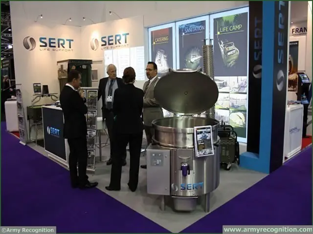 United Kingdom, London. At DSEI 2013, SERT presence didn't go unnoticed, with many military personnel of all grades as well as trade visitors stopping by the French exhibitor's booth to check its new mobile Platform Field Kitchen CRP1000's cooking module fitted with a wok.