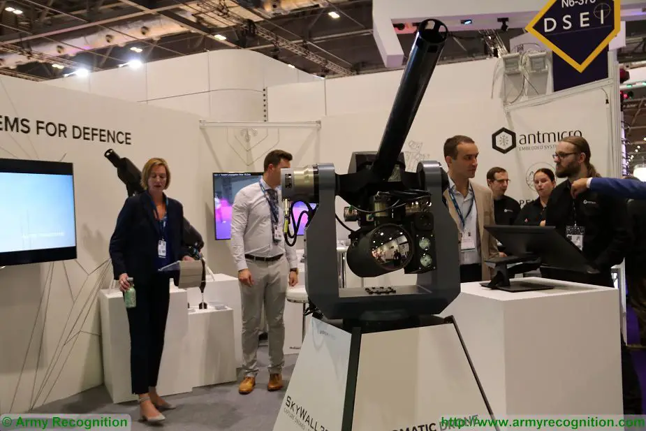 Open Works Engineering unveils SkyWall 300 turret mounted drone capture system at DSEI 2017 DSEI 2017 defense exhibition London UK 925 001