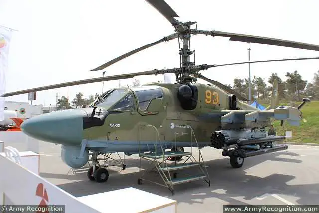 The Ka-52 Alligator is a next-generation reconnaissance and combat helicopter designed to destroy tanks, armoured and non-armoured ground targets, and enemy troops and helicopters both on the front line and in tactical reserves. The helicopter can operate around the clock and in all weathers. 