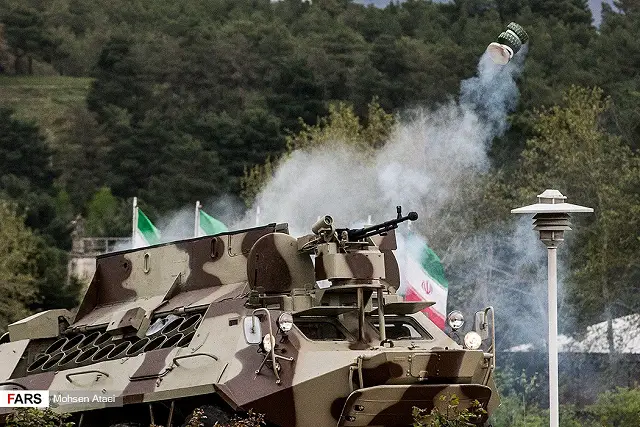 During the Iranian Army Day, local defense industry has presented the Heidar-5, a new minelayer wheeled vehicle able to launch anti-tank mines to create mine barrier based on Soviet-made BTR-60 8x8 APC (Armoured Personnel Carrier). The vehicle is equipped with an automatic firing unit located inside the vehicle. 