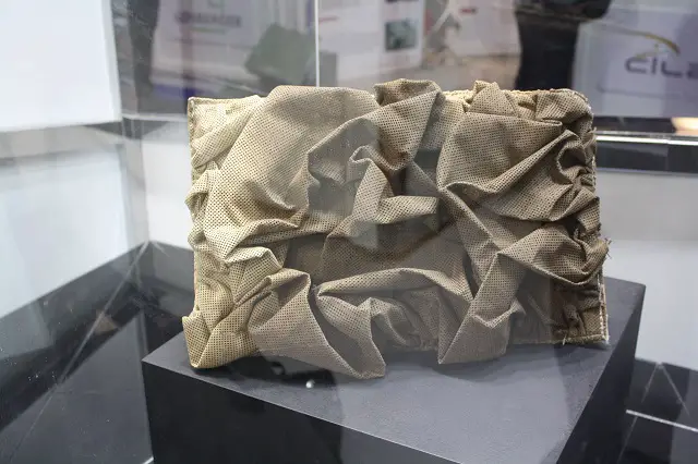 At the 10th International Exhibition of Special Forces (SOFEX-2014) MBDA is showcasing its stealth solution for vehicles called MULTISORB. It is a lightweight and durable 3D-structured synthetic fabric made from an outer ventilated layer applied onto a conductive mesh and then mounted onto a foam base.