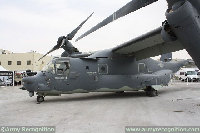 The United States Special Operations Command showcases its flying stallion at the SOFEX 2014 exhibition in Amman, Jordan. The CV-22 is being exhibited by the U.S. Air Force SOCOM personnel.