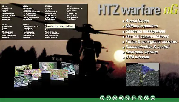 ATDI, the worldwide leader in radio planning and spectrum management solutions will be presenting its solutions at IDEX 2011 with a specific focus on electronic warfare. HTZ warfare, the flagship radio planning tool for electronic warfare, is recognized around the world as the most comprehensive and flexible solution for planning and optimizing networks all along their life cycle by managing multiple technologies simultaneously.