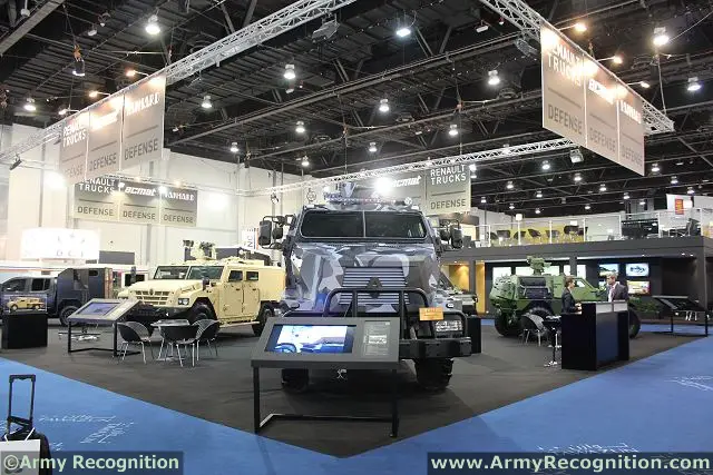 Renault Trucks Defense and its new subsidiaries Acmat and Panhard develops and manufactures a full range of armored, tactical and logistic vehicles. The three brands exhibit at IDEX 2013, a part of its range of wheeled armoured and law enforcement vehicles.