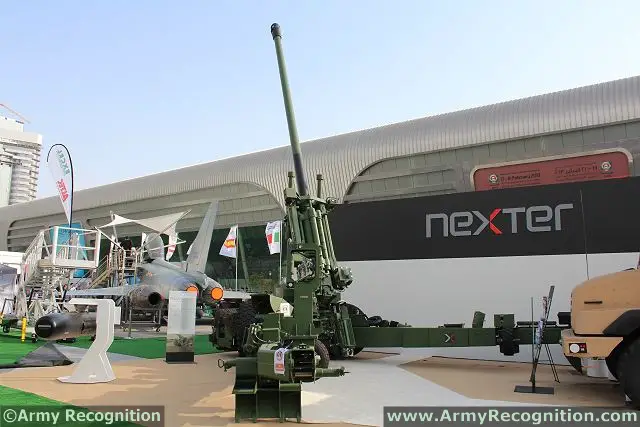 The French Company Nexter Systems presents for the first time its new 155mm/52 calibre towed gun, the TRAJAN at IDEX 2013, defence exhibition in Abu Dhabi, United Arab Emirates. Artillery systems are important part of Nexter Systems offer with the CAESAR, the highly mobile self-propelled 155mm, the 105LG lightweight towed gun which are also presented on Nexter booth.