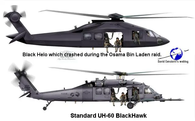 The US military may have operated a new classified helicopter type in its recent raid on Osama bin Laden's compound in Pakistan. It was a secretly developed stealth helicopter, probably a highly modified version of an UH-60 Blackhawk. 