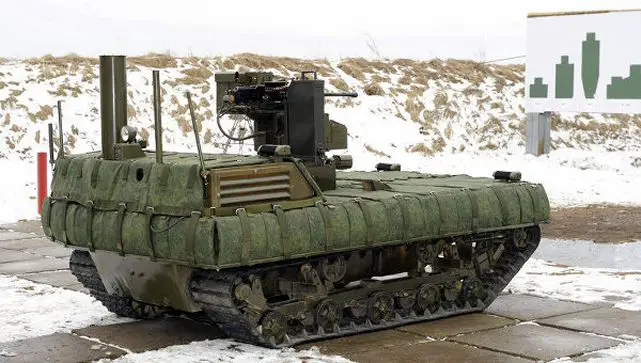 The new Russian unmanned ground mobile security robot Taifun-M, designed to provide security at strategic missile facilities, has been shown on the Russian Vesti news program.