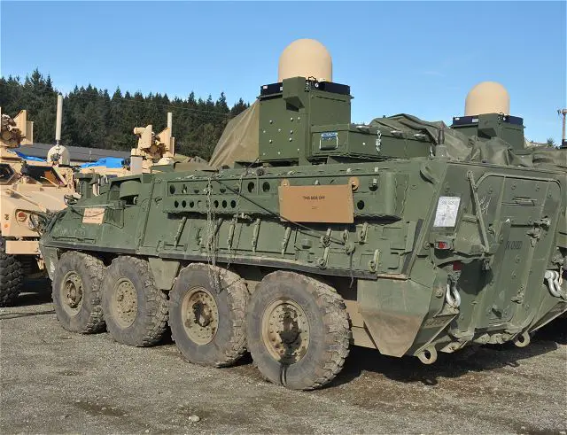 Stryker 8x8 armoured of US Army retrofitted with new tactical communication network system 640 001