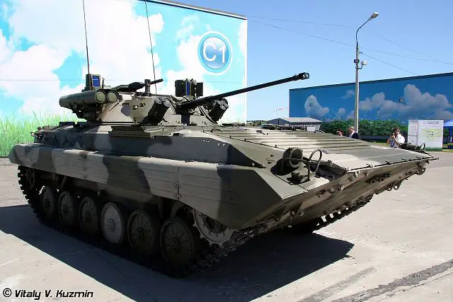 Russian-made BMP-2M tracked armoured IFv (Infantry Fighting Vehicle) at Defense Exhibition near Moscow, Russia. (Photo Copyright Vitaly Kuzmin)