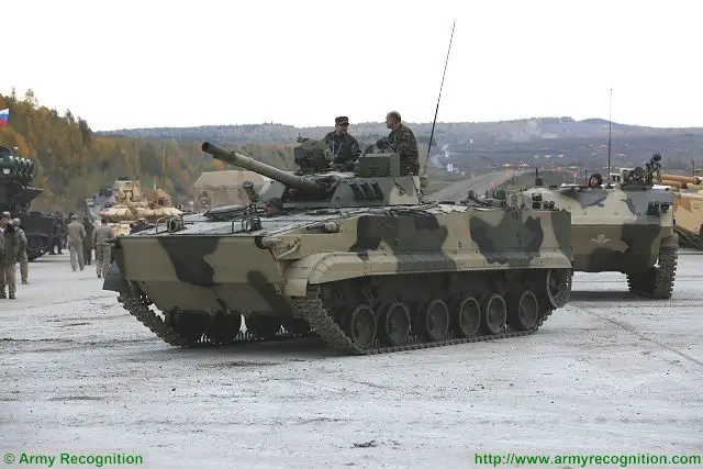 Russian-made BMP-3M tracked armoured IFV (Infantry Fighting Vehicle) at Russian Arms Expo in Nizhny Tagil, Russia.
