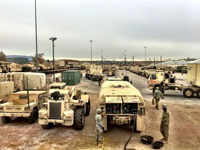 US Army soldiers of Fort Carson armored brigade load trains to send military equipment in Europe 640 001