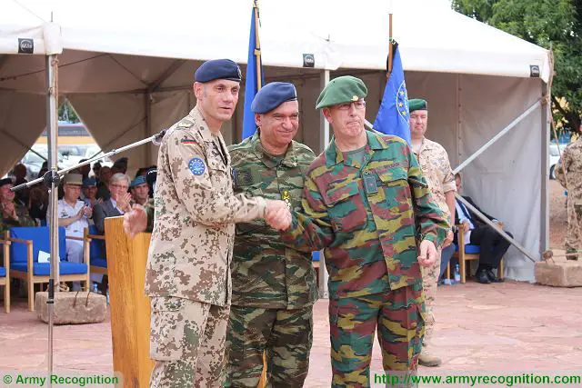 Army Recognition Defense Web TV was in Mali Sunday, July 3, 2016 to cover the official ceremony for the appointment of new commander of the EUTM (EU Training Mission in Mali). This Sunday, the Brigadier General Eric Harvent was officially appointed as the new commander of the EUTM forces for a period of 6 months who succeed Brigadier General Werner ALBL from German Army. 