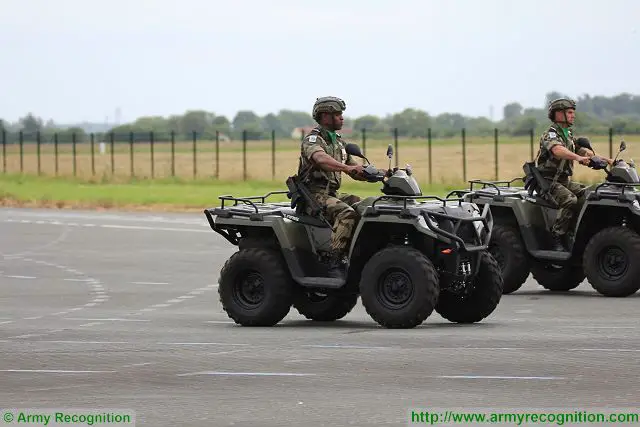French soldier from the 2nd RH (2e régiment de hussard), a reconnaissance unit of the French Army display the new Polaris quad Sportsman 700. 