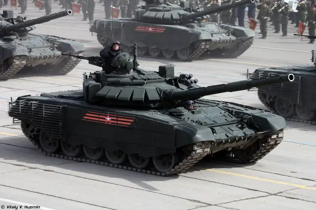 At the victory day parade 2017,,Russian army unveils new version of T-72B3 fitted with new armour package during the rehearsal for the military parade of May 2017. The T-72B3 is now the backbone of the Russian army offering more fire power, protection, mobility and command controllability. The main armament of the T-72B3 is a 125mm 2A46M-5 smoothbore gun fitted with a light-alloy thermal sleeve and a bore evacuator. 