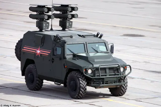 The Tigr Kornet-D is the latest version of anti-tank guided missile carrier vehicle which enters in service with the Russian armed forces. The vehicle was unveiled for the first time during the rehearsal for the Victory Day military parade in April 2015. The Kornet-D weapon station is mounted on a Tigr-M GAZ-233116 4x4 multi-role, all-terrain light armoured vehicle manufactured by the Russian Company Military Industrial Company (BMK). Some few years ago, BMK has also proposed Tigr vehicle fitted with Kornet-EM weapon station.