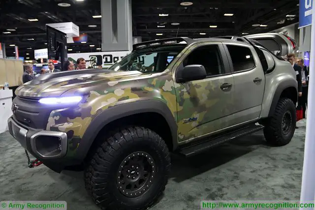 The U.S. army shows interest for vehicles powered by hydrogen fuel cells, the General Motor's (GM) Equinox vehiclesare being used on several installations. GM has developed a new demonstrator called ZH2 which is based on a modified Chevy Colorado, fitted with a hydrogen fuel cell and electric drive.