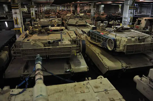 Hundreds of U.S. main battle tanks, infantry fighting vehicles, trucks and other military equipment arrived by ship in Germany on Friday, January 5, 2016 to be transported by rail and road to eastern Europe beginning a nine-month rotation of U.S. Army forces supporting Atlantic Resolve.