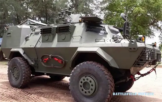 The Thai Navy has taken delivery of upgraded V-150 4x4 armoured vehicle developed by the local Company Panus Assembly under the name of HMV-150. The V-150 is an upgraded variant of the V-100 Cadillac Gage Commando which was developed in the early 1960s. The first prototype of this vehicle was completed in 1963 with first delivery for U.S. army in 1964.