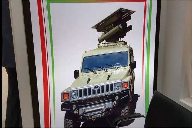 At the Defense Exhibition IQDEX 2017 that was held in Baghdad (Iraq) from the 5 to 7 March 2017, the Iranian Defense Industry has unveiled the Pirooz, a new antitank guided missile platform integrated on a Chinese 4x4 tactical vehicle. 