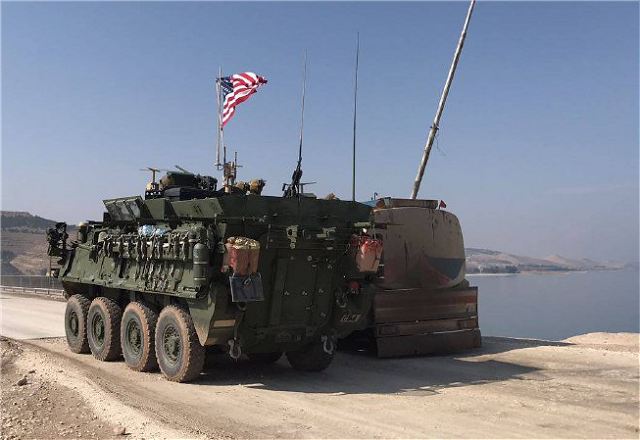 The United States have deployed troops with Stryker 8x8 armoured veicle and HUMVEE to the northern Syrian city of Manbij to support Kurdish troops in the area. A video footage from RT Ruptly shows the US troops traveling in a convoy on Saturday, February 4, 2017, around the city of Manbij in the Aleppo Governorate, Syria.