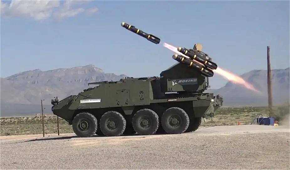 live firing demonstration with new mobile SHORAD systems for US Army program Stryker with Boeing Longbow Hellfire 925 001