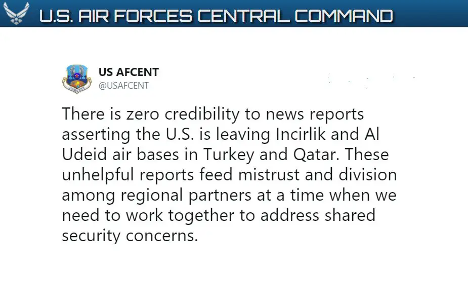 US Air Force Central Command fake news about the leave of US from Qatar 925 001