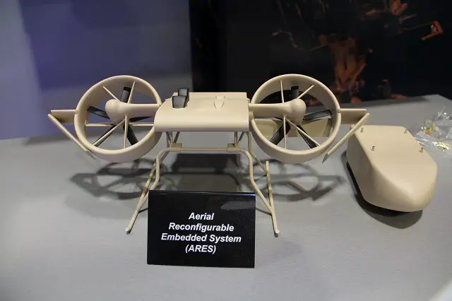 At AUSA 2014 (Association of United States Army) Annual Meeting currently taking place in Washington D.C., Lockheed Martin is showcasing the Aerial Reconfigurable Embedded System (ARES). It is a next generation of compact, high-speed vertical takeoff and landing (VTOL) delivery systems. 