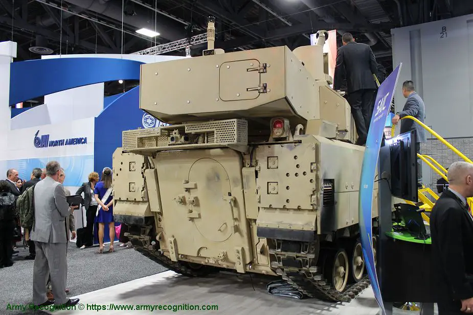 First public appearance of SAIC 105mm Light Tank MPF programme at AUSA 2018 United States Army defense exhibition 925 002